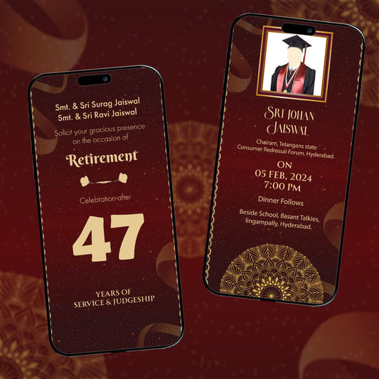 Retirement Party Invitation Video | Red-Themed Animated | AI-1182