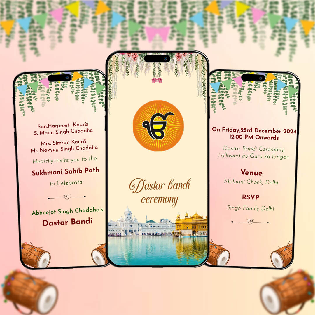 Dastar Bandi Ceremony Invitation Video | Floral Design | AI-1086