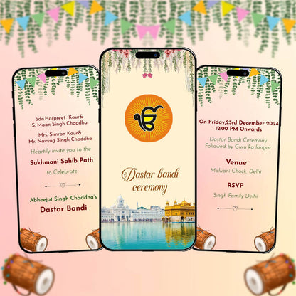 Dastar Bandi Ceremony Invitation Video | Floral Design | AI-1086