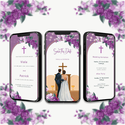 Christian Wedding Invitation Video | Purple Theme |AI-1162