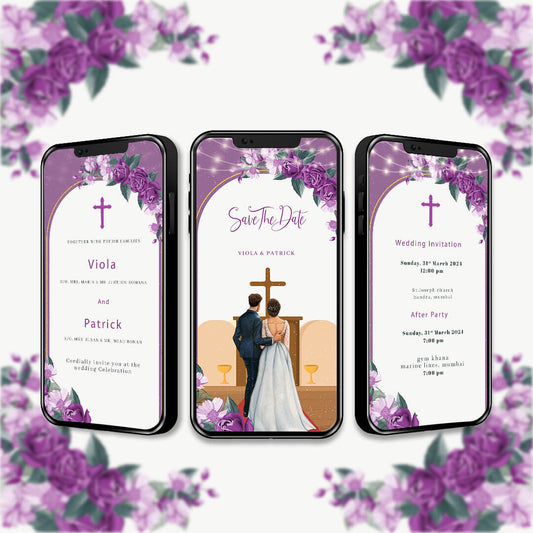 Christian Wedding Invitation Video | Purple Theme |AI-1162
