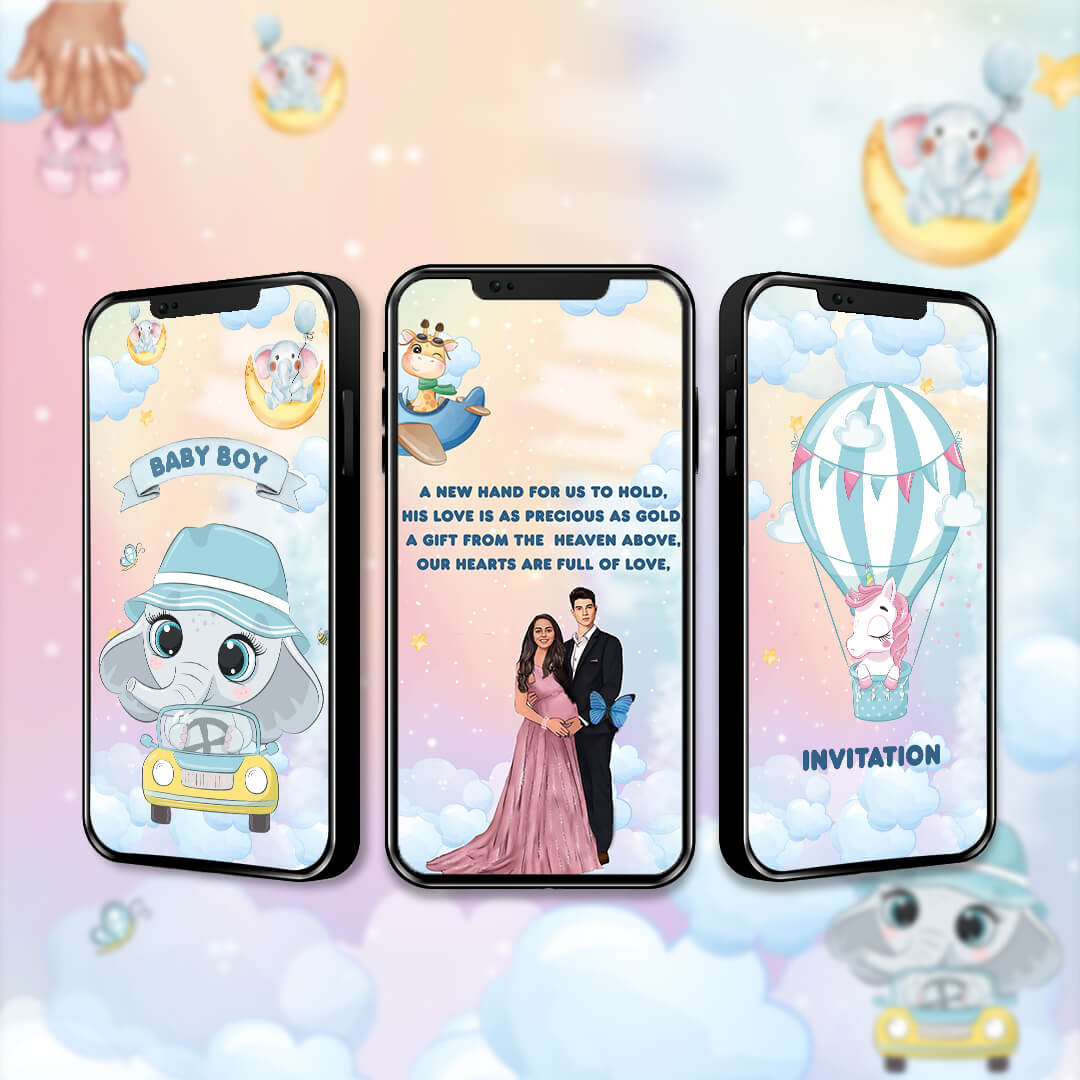 Baby Birth Announcement Invitation Video | Divine Baby theme | AI-1070