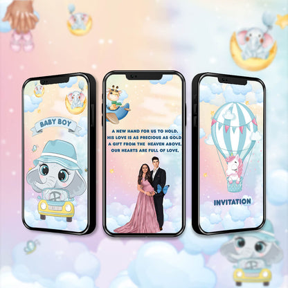 Baby Birth Announcement Invitation Video | Divine Baby theme | AI-1070