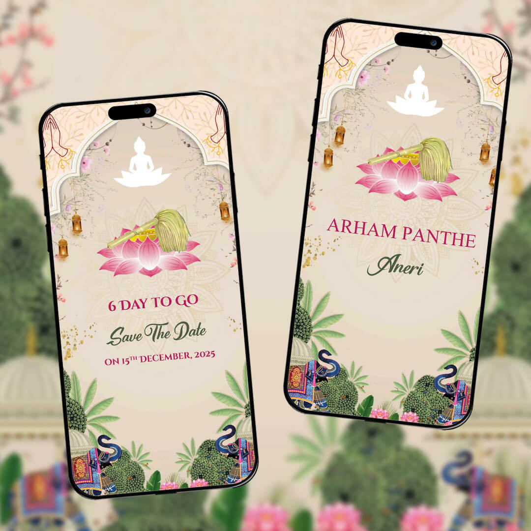 Jain Diksha Invitation Video | Floral e-Invite AI-1354