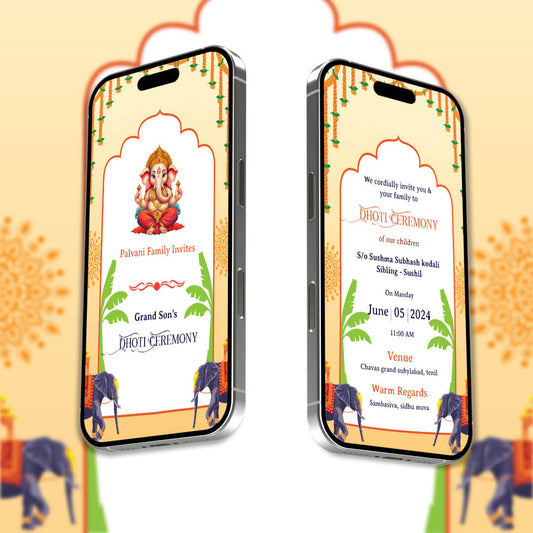 Dhoti Ceremony Video Invitation | Ganesha theme | AI-1092