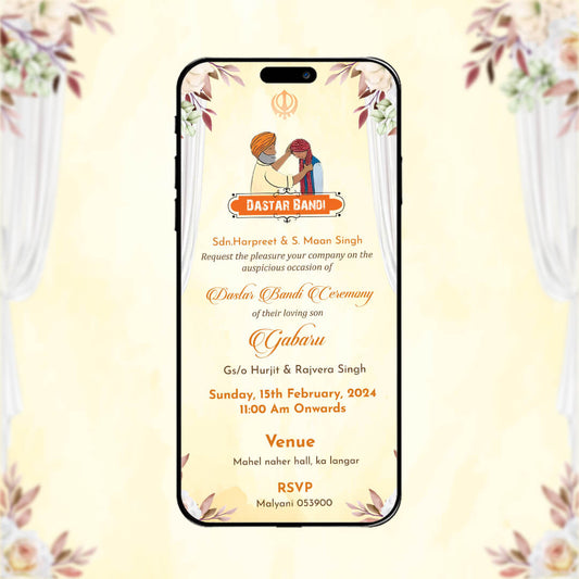 Dastar Bandi Ceremony Invitation Video | Sikh Turban Tying | AI-1088
