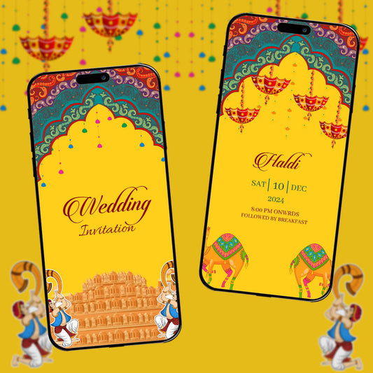 Rajasthani Wedding Invitation Video | floral design | AI-1222
