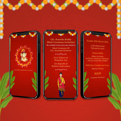 Dhoti Ceremony Video Invitation | Traditional | AI-1089