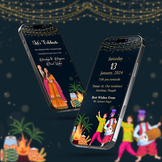 Lohri Celebration Invitation Video | Black Theme |  AI-1195