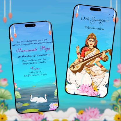Saraswati Puja Invtation Video | Saraswati Mata | AI-1273