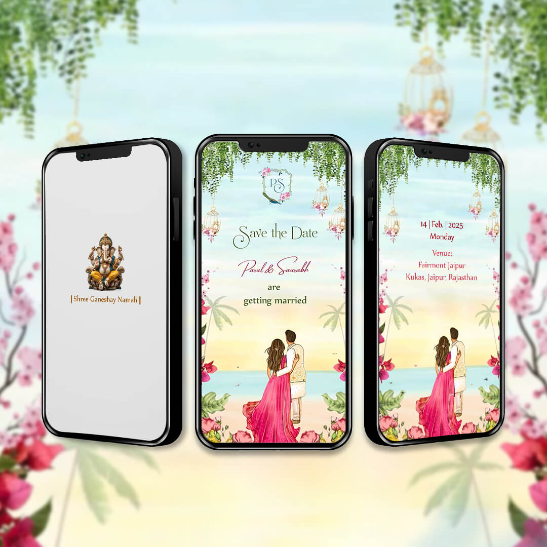 Save The Date Invitation Video & Days to Go Invites | Floral  | AI-1434