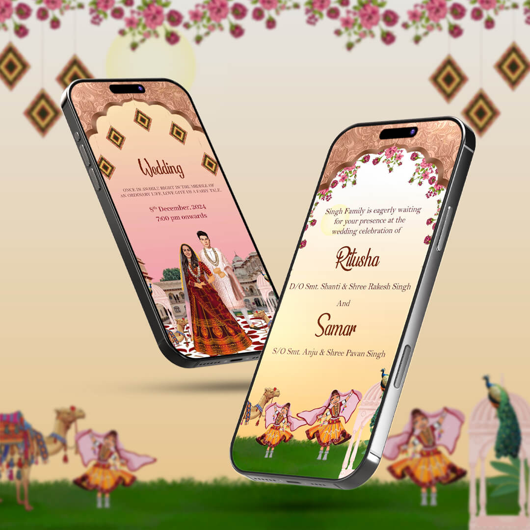 Rajasthani Wedding Invitation Video | Digital E‑Card | AI-1221