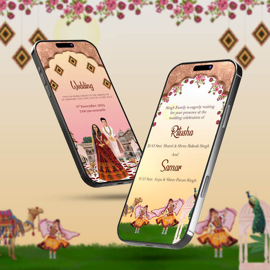 Rajasthani Wedding Invitation Video | Digital E‑Card | AI-1221