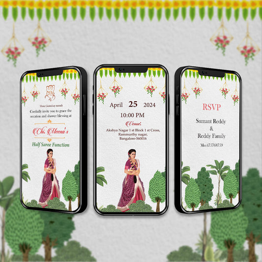 Half Saree Ceremony Invitation Video | Ritu Kala Samskara invite| AI-1075
