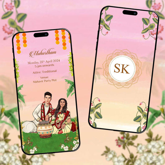 South Indian Wedding Invitation Video | Animated Text | AI-1149