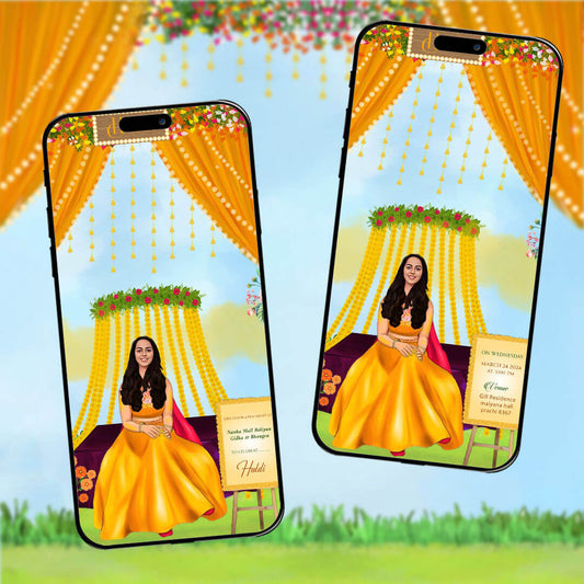 Haldi & Mehendi Ceremony Invitation Video | Decorated Stage | AI-1110