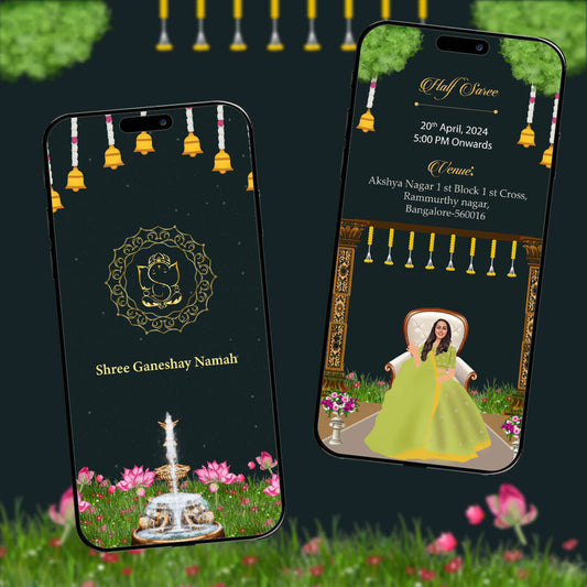 Half Saree Ceremony Invitation Video | Langa Voni eCard |  AI-1077