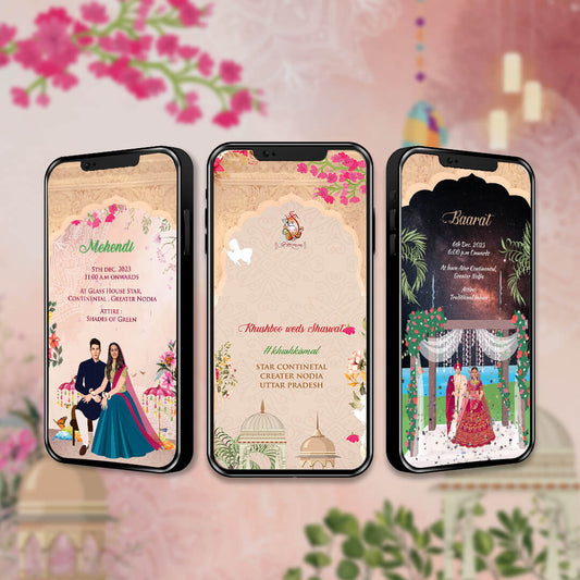 Wedding Video Invitation | blue floral| AI-1002