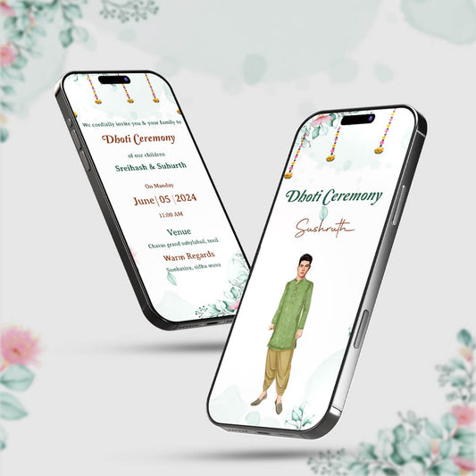 Dhoti Ceremony Video Invitation | Editable & Shareable |AI-1090