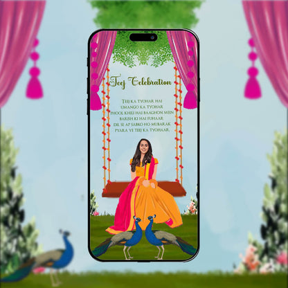Teej Party Invitation Video | Traditional Elegance | AI-1193