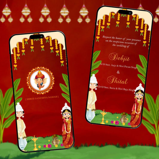 Bengali Wedding Invitation Video | Red Theme Wedding E-Card | AI-1229