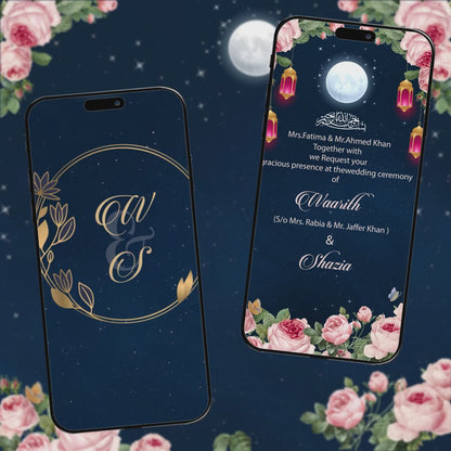 Islamic Wedding Invitation Video | Blue Theme | AI-1130