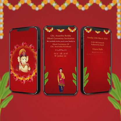 Dhoti Ceremony Video Invitation | Traditional | AI-1089