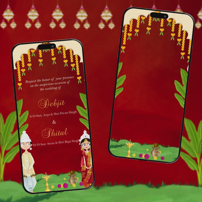 Bengali Wedding Invitation Video | Red Theme Wedding E-Card | AI-1229