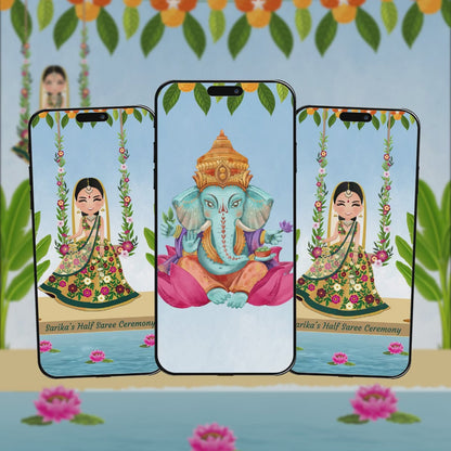 Half Saree Ceremony Invitation Video | Saree eCard | AI-1074