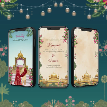 Sikh Wedding Invitation Video | Blueish Theme | AI-1159