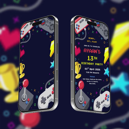 Gamer Theme Birthday Invitation Video | Birthday Video Invitation | AI-1538