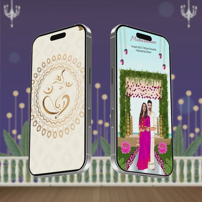 South Indian Wedding Invitation Video | Pink Flowers Theme | AI-1150