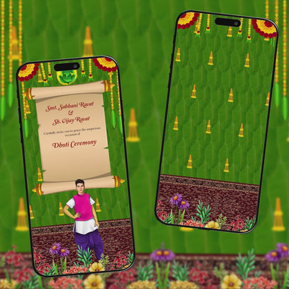 Dhoti Ceremony Video Invitation | Custom Green | AI-1091
